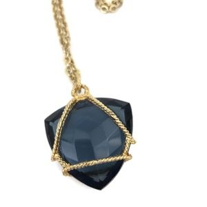 Wrapped Blue Faceted Glass Pendant Necklace